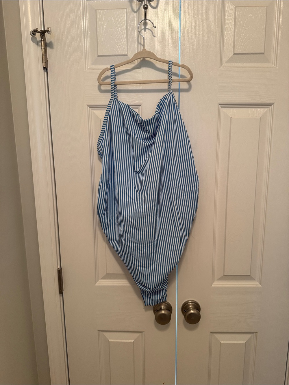 Pinkblush Blue and White Striped Maternity One-Piece Swimsuit